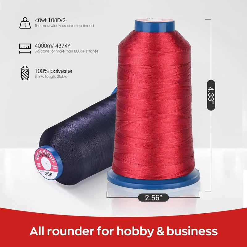 Poolin Richword Selected Purple Embroidery Thread 4000M(4374Y) 40WT Polyester Thread 100 Colors Selected for Commercial Multi Needles and Single Needle Embroidery Machine 0095 - Image 3
